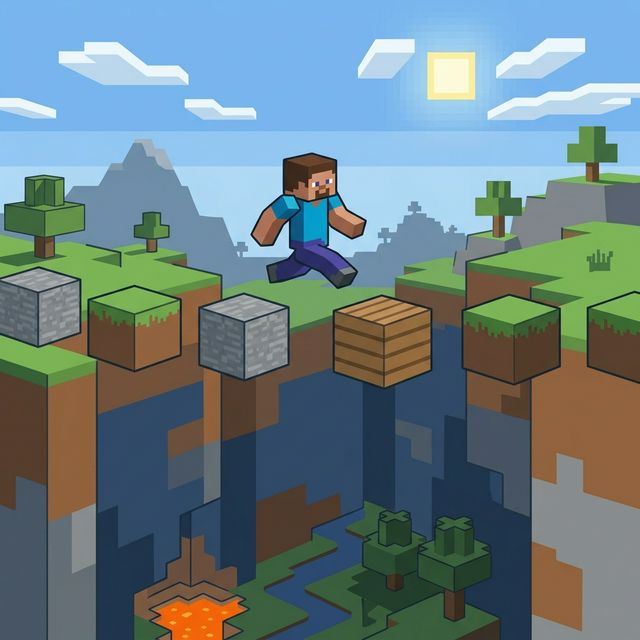 Minecraft Parkour Gameplay Illustration